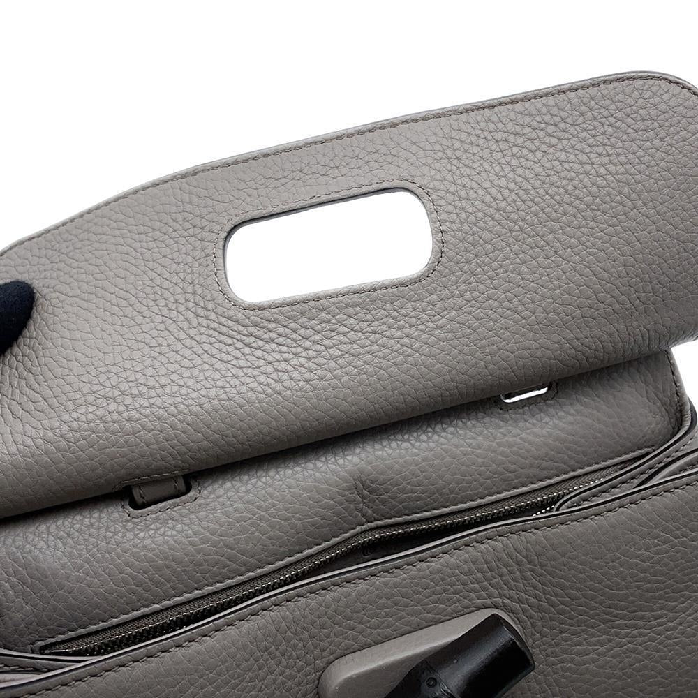 GUCCI Bamboo Daily Top Handle Bag Gray370831 Leather