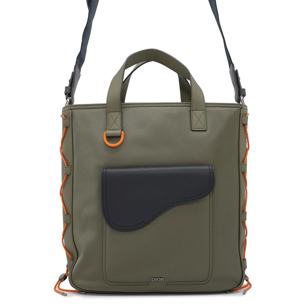 Dior sacai Collaboration 2WAY Saddle Bag Khaki/Black1ADSH198USF Nylon Leather