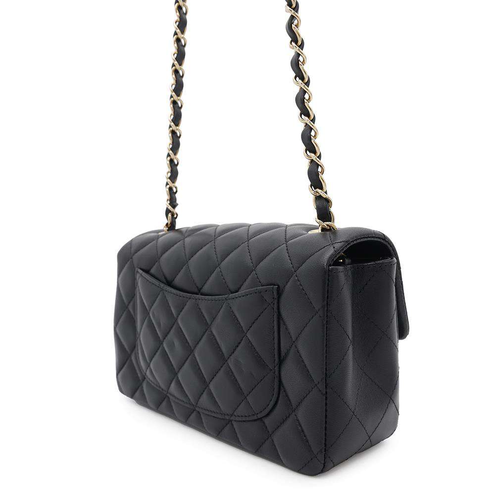 CHANEL Matelasse Mini Classic Handbag BlackA69900 Lambskin Size 20