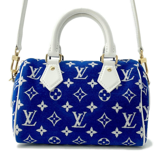 LOUIS VUITTON Speedy Bandouliere LV Match Blue/WhiteM20751 Monogram・Jacquard Velvet Size 20