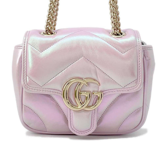 GUCCI GG Marmont Quilted Mini Shoulder Bag Pink739682 Leather