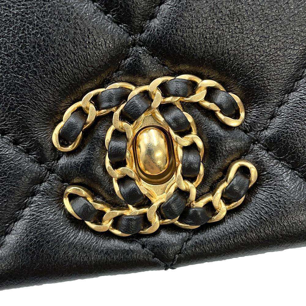 CHANEL 19 Flap ChainShoulder Bag BlackAS4780 Lambskin Size 20