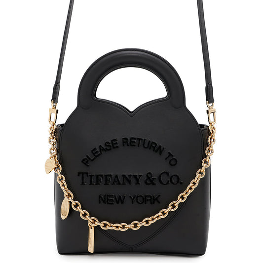 TIFFANY&Co. Return to TIFFANY&Co. Bag Charm Tote Bag Black72870360 Calf Leather Size Mini