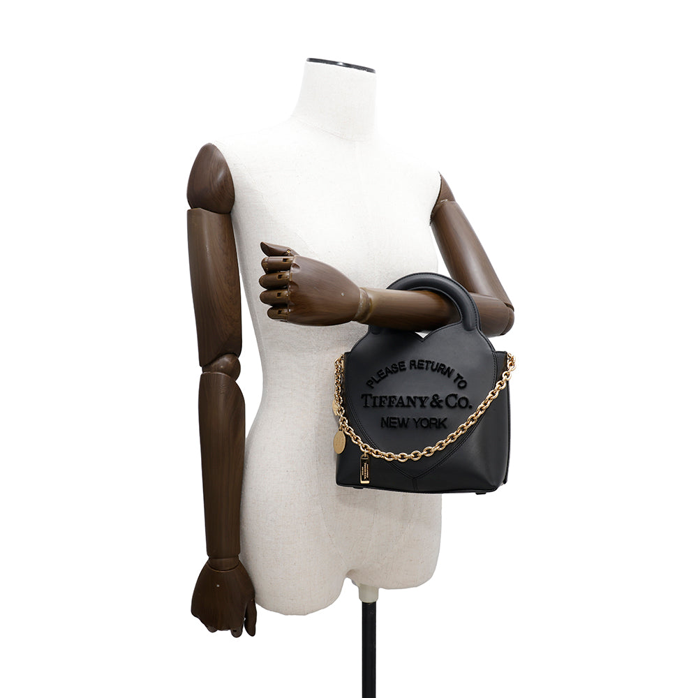 TIFFANY&Co. Return to TIFFANY&Co. Bag Charm Tote Bag Black72870360 Calf Leather Size Mini
