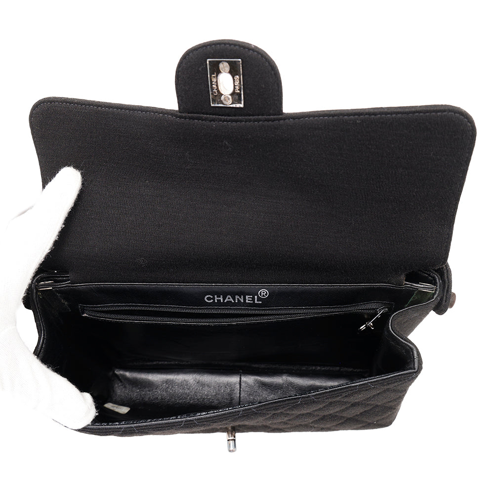 CHANEL Matelasse Double Face Handbag Black Cotton
