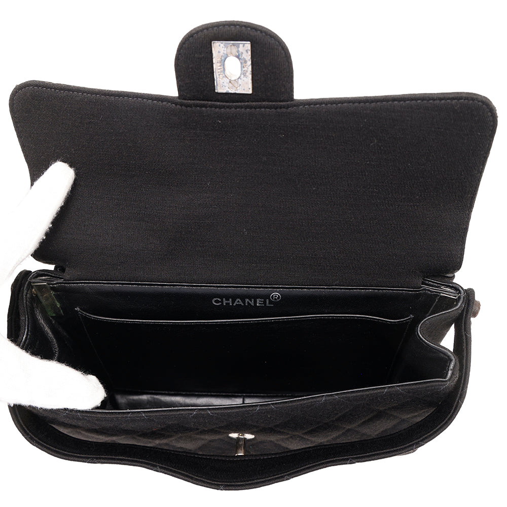 CHANEL Matelasse Double Face Handbag Black Cotton