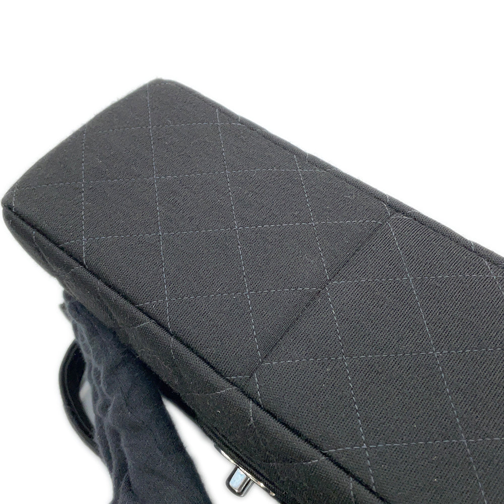 CHANEL Matelasse Double Face Handbag Black Cotton