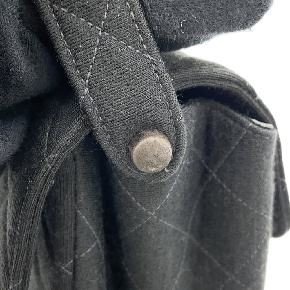 CHANEL Matelasse Double Face Handbag Black Cotton