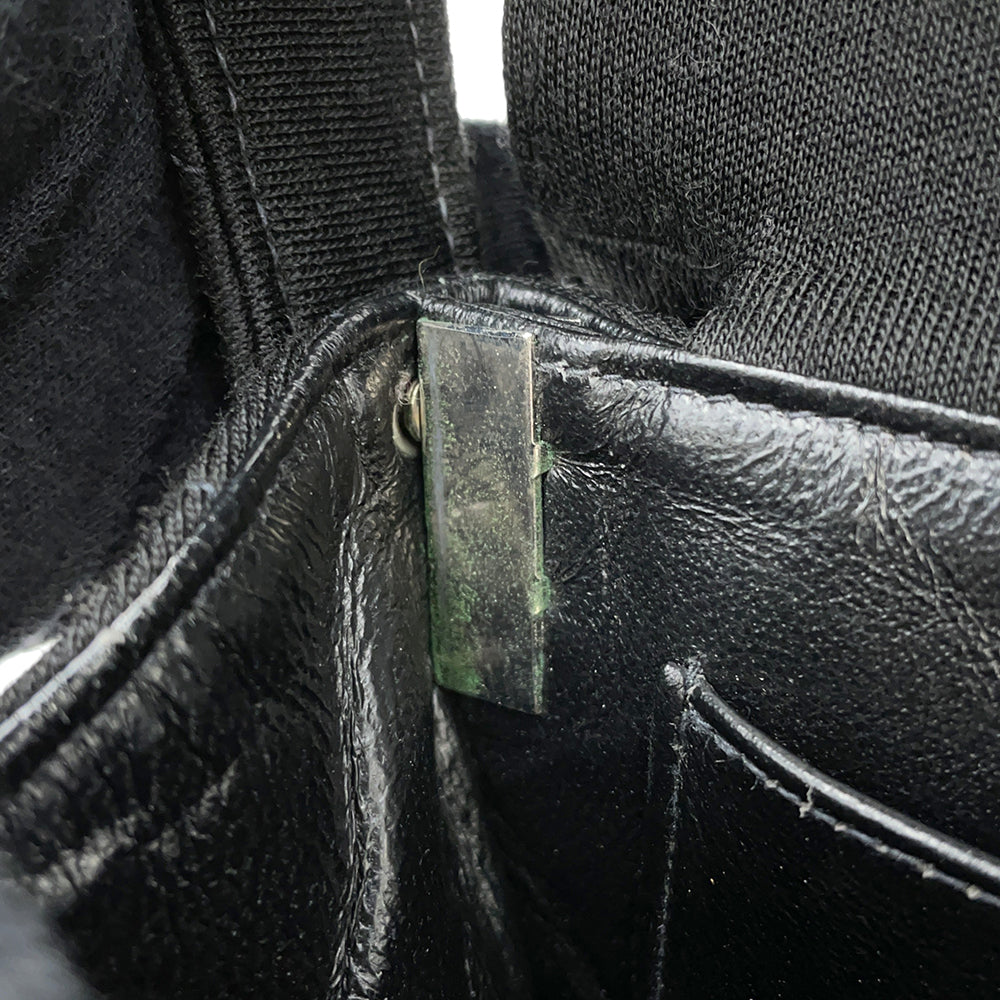 CHANEL Matelasse Double Face Handbag Black Cotton