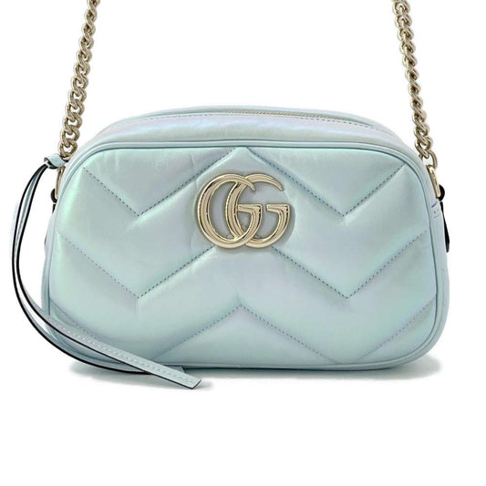 GUCCI GG Marmont Small Shoulder Bag Blue Aurora447632 Leather