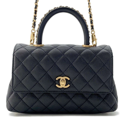 CHANEL Coco Handle 2WAY Handbag Black92990 Caviar Leather Size XS