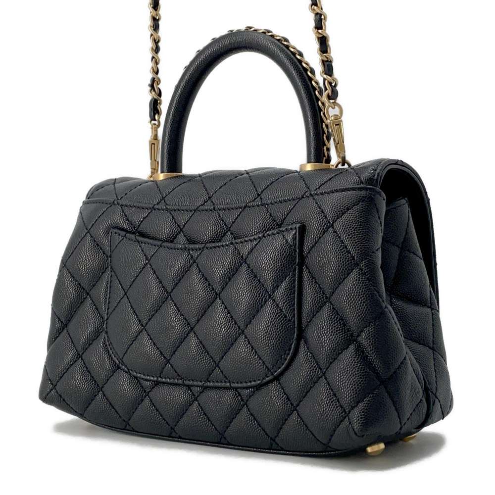 CHANEL Coco Handle 2WAY Handbag Black92990 Caviar Leather Size XS