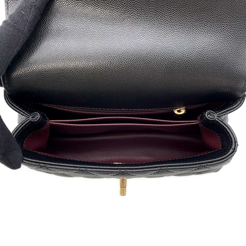 CHANEL Coco Handle 2WAY Handbag Black92990 Caviar Leather Size XS