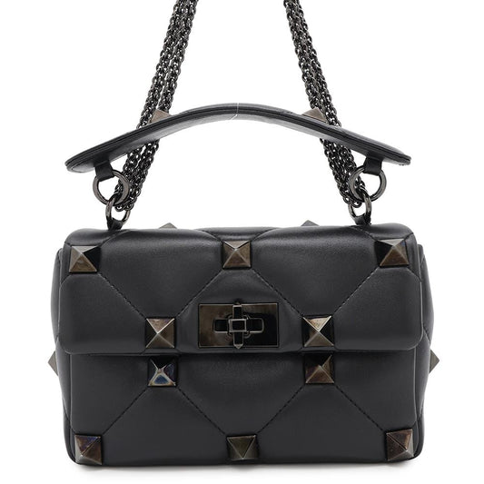 Valentino Garavani Roman Studded 2WAY Shoulder BlackWW2B0I82LWB Leather Size Medium