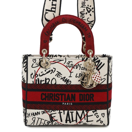 Dior Lady Dior Amour White/Red/BlackM0565OBBF Canvas Size Medium
