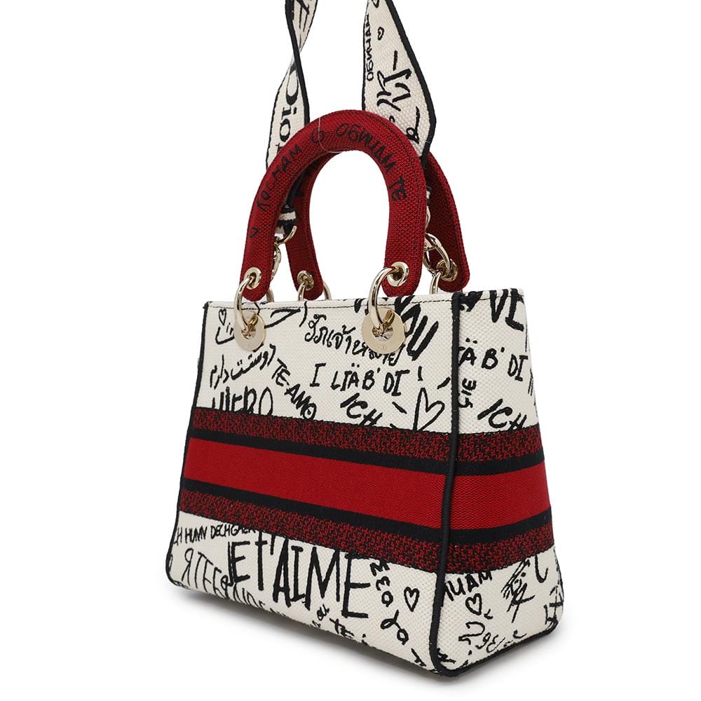 Dior Lady Dior Amour White/Red/BlackM0565OBBF Canvas Size Medium