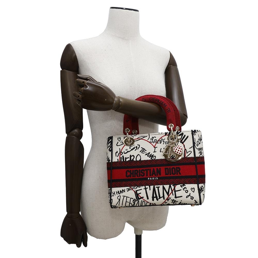 Dior Lady Dior Amour White/Red/BlackM0565OBBF Canvas Size Medium