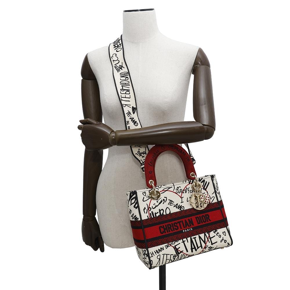 Dior Lady Dior Amour White/Red/BlackM0565OBBF Canvas Size Medium