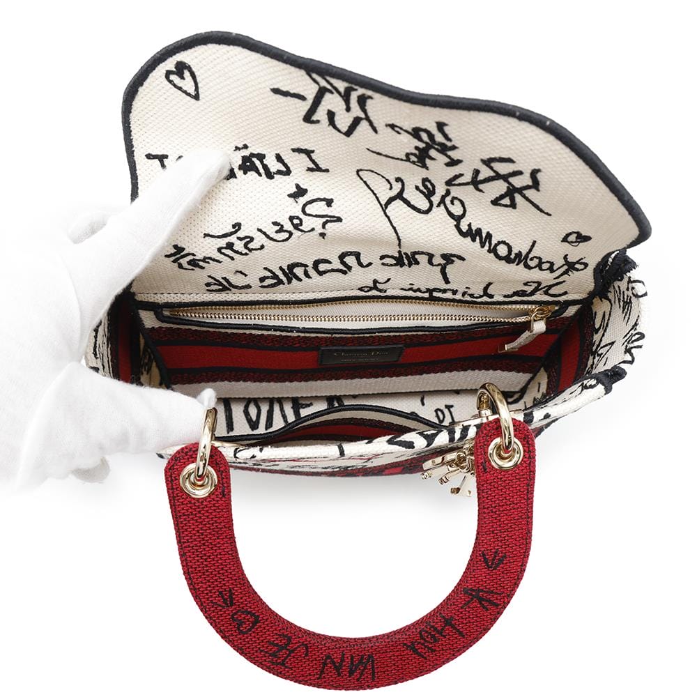 Dior Lady Dior Amour White/Red/BlackM0565OBBF Canvas Size Medium