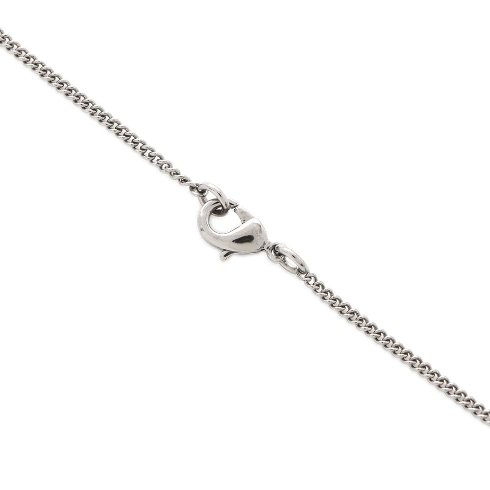 CHANEL Rhinestone Crescent Moon Necklace Chrome Metal Rhinestone