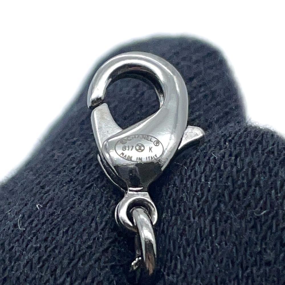 CHANEL Rhinestone Crescent Moon Necklace Chrome Metal Rhinestone