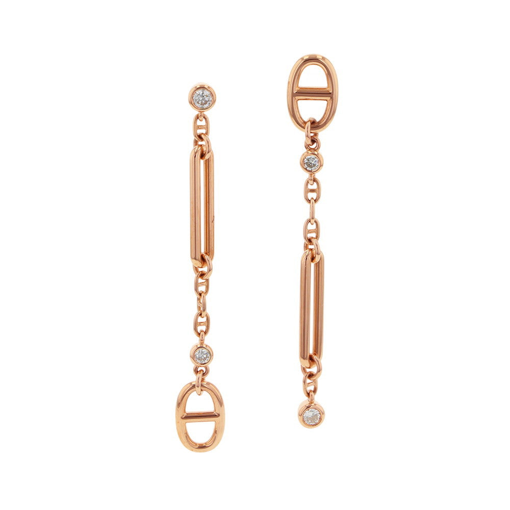 HERMES Earrings 《Chaine d'Ancre Chaos》 18K Pink Gold