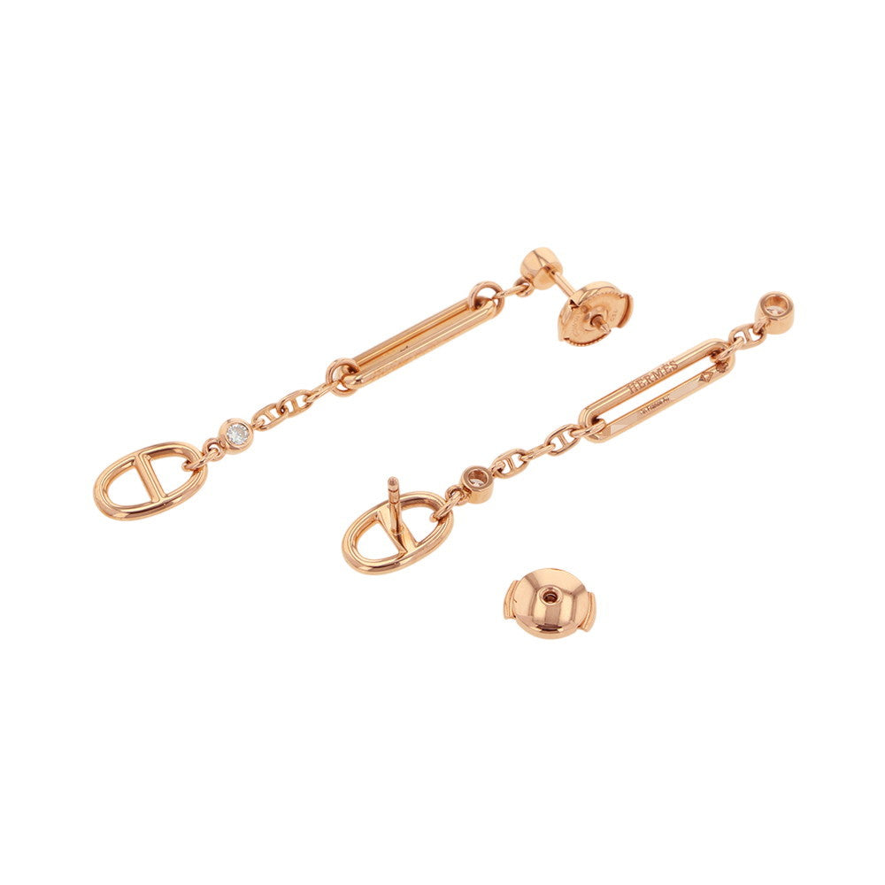 HERMES Earrings 《Chaine d'Ancre Chaos》 18K Pink Gold