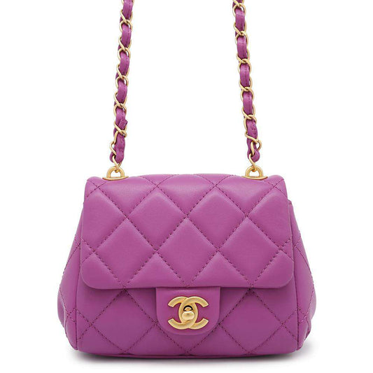 CHANEL Matelasse ChainShoulder Bag Purple Lambskin