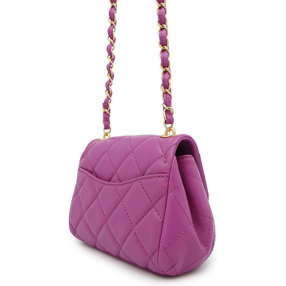 CHANEL Matelasse ChainShoulder Bag Purple Lambskin