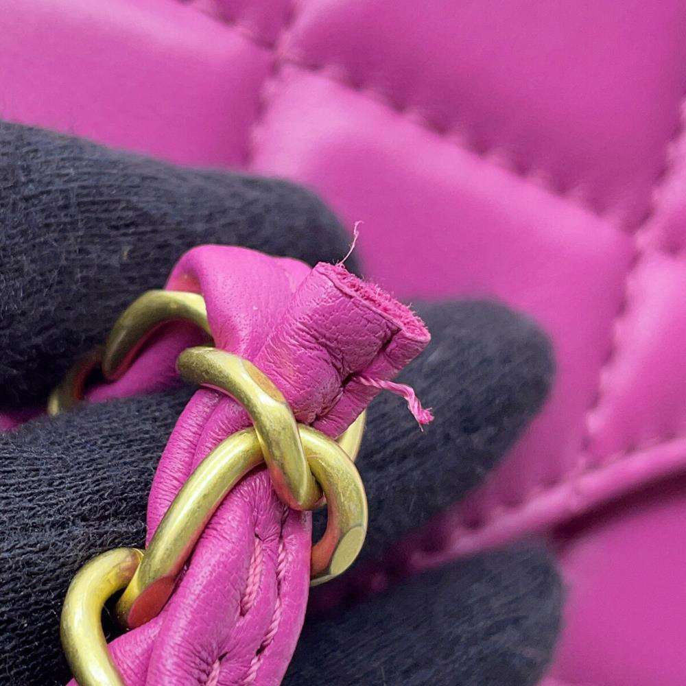 CHANEL Matelasse ChainShoulder Bag Purple Lambskin