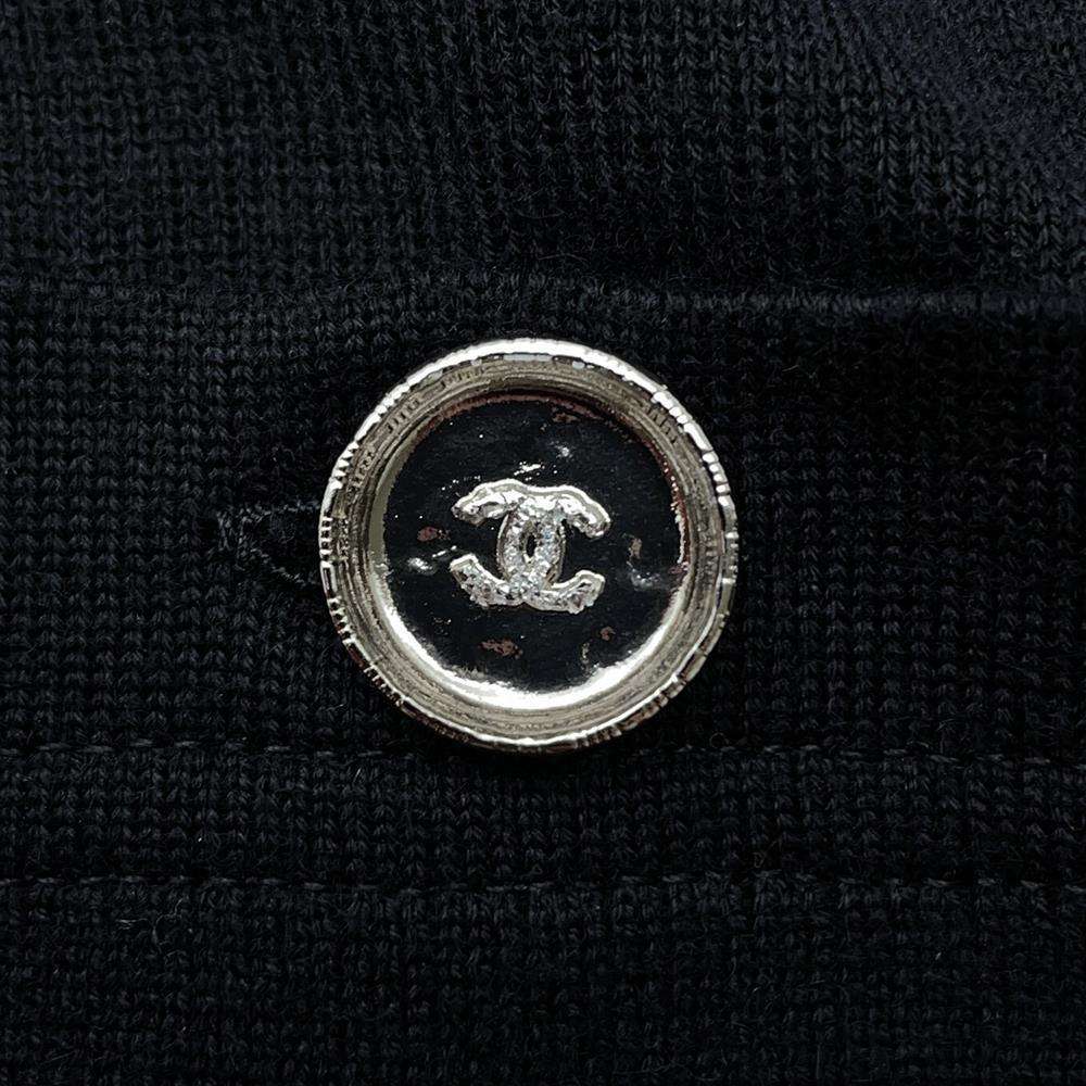CHANEL CC LogoButton Dress Size 36 BlackP78647 Cotton70% Cashmere30%