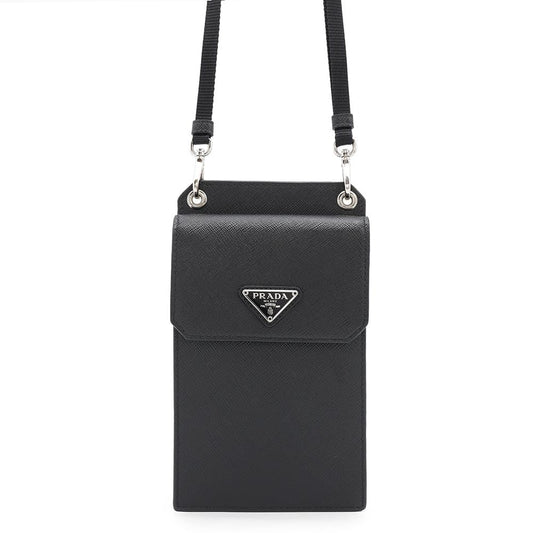 PRADA Saffiano Leather Smartphone Shoulder Bag Black2ZH068 Leather