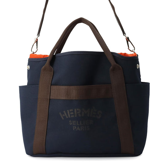 HERMES Bloom Sac de Pansage Navy/Feu Canvas