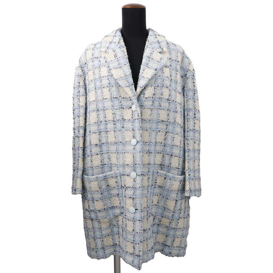 CHANEL TweedJacket Size 34 Light BlueP73383 Wool 42% Nylon 41% Viscose 12% Polyester 3% Cashmere 2%