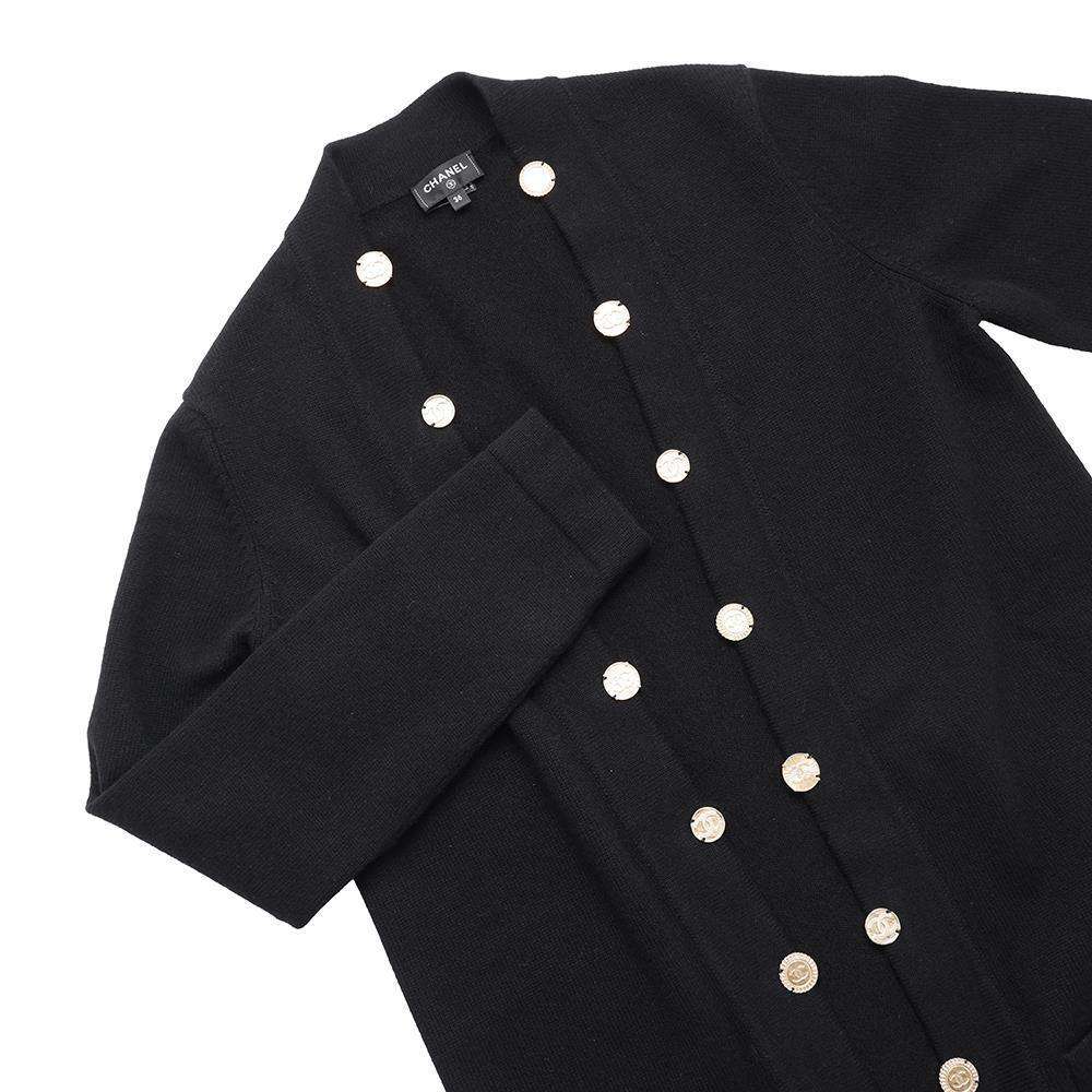 CHANEL Long Knit Cardigan Size 36 BlackP72463 Cashmere100%