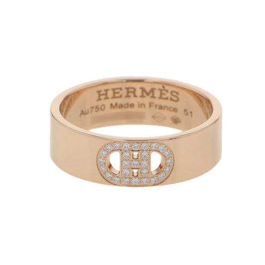 HERMES H Dunkle Ring Size PM/51/#11 18K Pink Gold