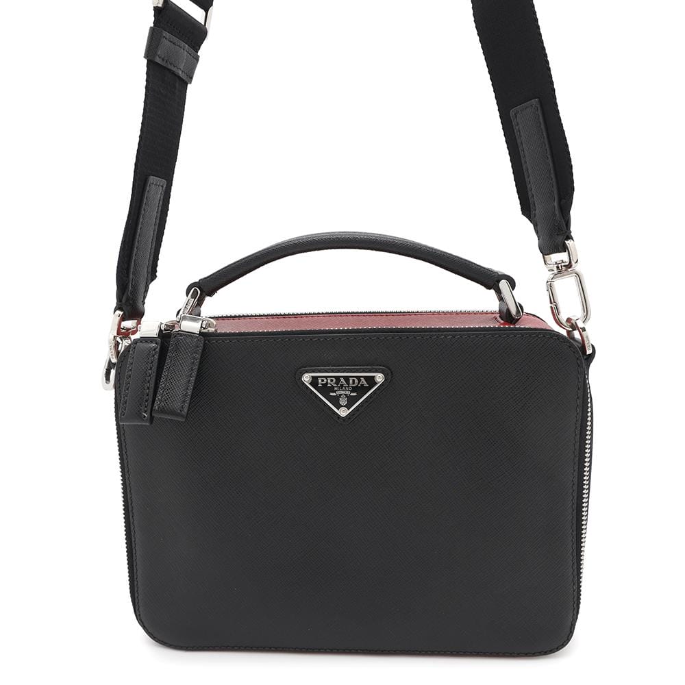 PRADA Brique 2WAY Shoulder Bag Black/Red2VH069 Saffiano LeatherLeather