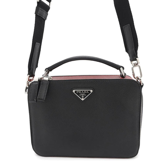 PRADA Brique 2WAY Shoulder Bag Black/Red2VH069 Saffiano LeatherLeather