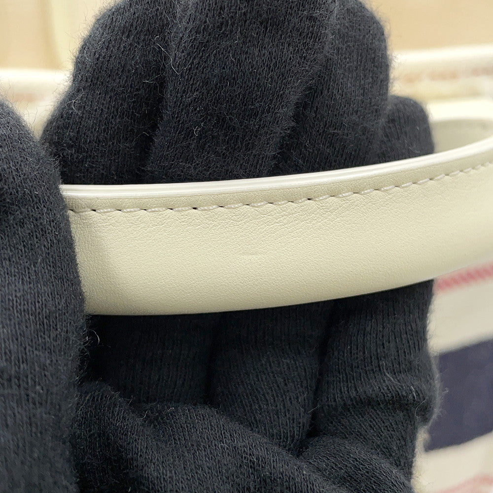 CHANEL Shopping Bag Deauville Ecru/Red/BlueAS3351 Cotton Leather