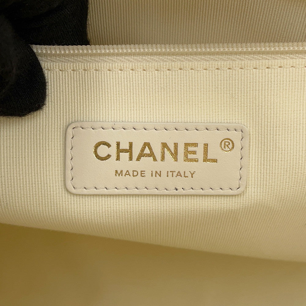 CHANEL Shopping Bag Deauville Ecru/Red/BlueAS3351 Cotton Leather