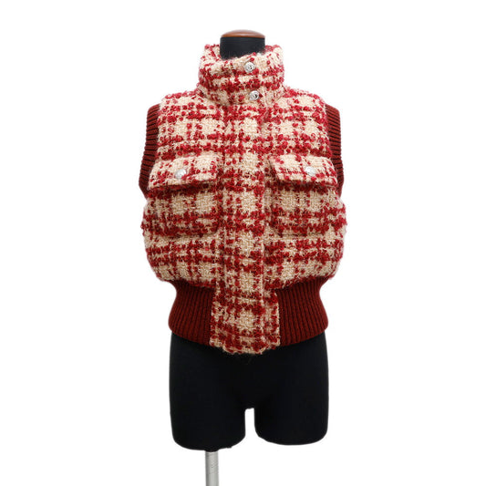 CHANEL Tweed vest Size 34 Red/BeigeP77367 V69283 Mohair  43% Wool  41% Polyester9% Nylon5% Linen2%