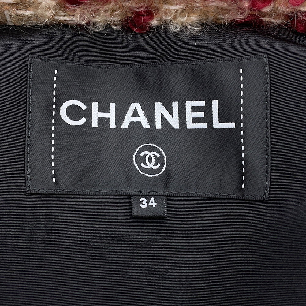 CHANEL Tweed vest Size 34 Red/BeigeP77367 V69283 Mohair  43% Wool  41% Polyester9% Nylon5% Linen2%