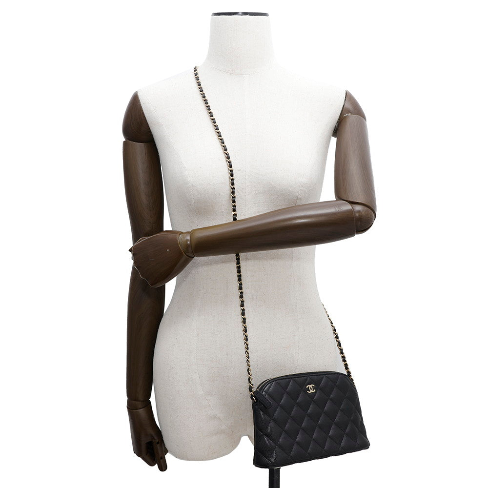 CHANEL Matelasse ChainClutch Bag BlackAP4016 Caviar Leather