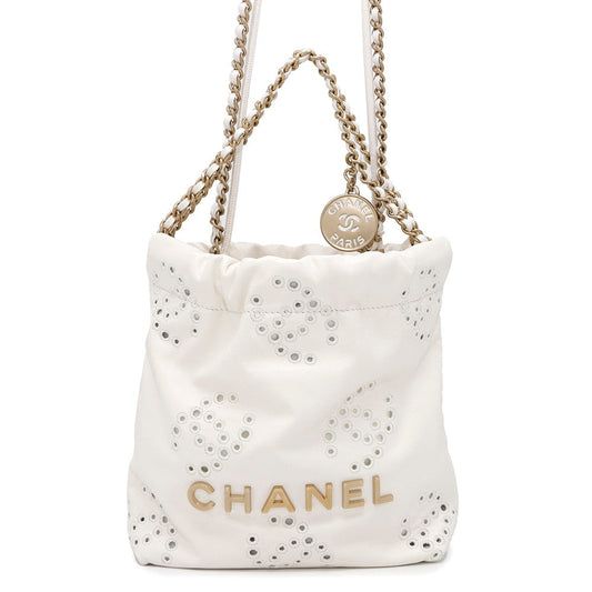 CHANEL CHANEL22 ChainShoulder Bag Spring/Summer 2025 WhiteAS3980 Shiny Calf Leather