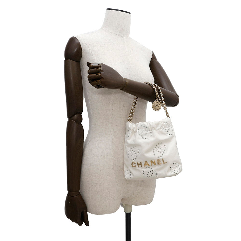 CHANEL CHANEL22 ChainShoulder Bag Spring/Summer 2025 WhiteAS3980 Shiny Calf Leather