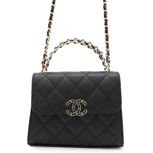 CHANEL Matelasse 2WAY ChainClutch BlackAP3237 Caviar Leather