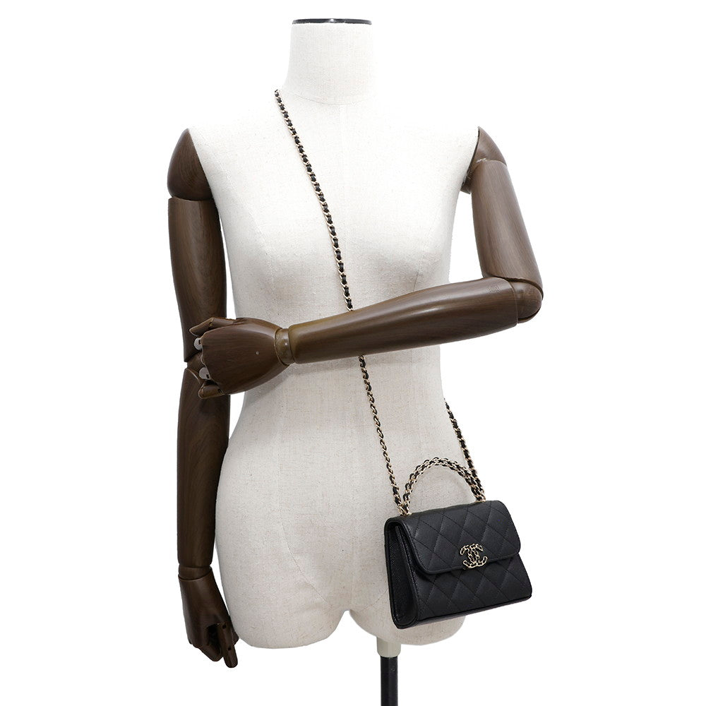 CHANEL Matelasse 2WAY ChainClutch BlackAP3237 Caviar Leather