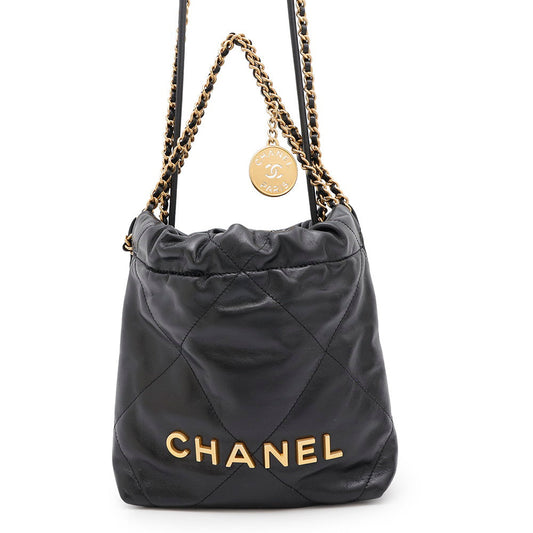 CHANEL CHANEL 22 BlackAS3980 Shiny Calf Leather Size Mini