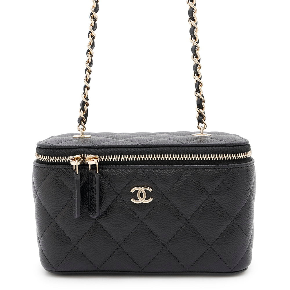 CHANEL Matelasse Vanity ChainShoulder Bag BlackAP1341 Caviar Leather