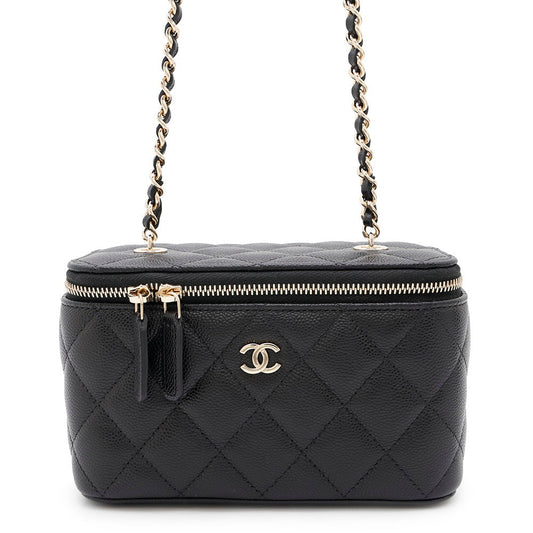 CHANEL Matelasse Vanity ChainShoulder Bag BlackAP1341 Caviar Leather